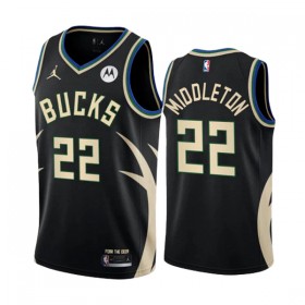 Camiseta Hombre NBA Milwaukee Bucks Khris Middleton 22 2022-23 Jordan Statement Edition Negro Swingman